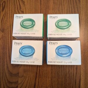 Pears Transparent Soap Bars - Green & Blue Varieties (4 Bars)